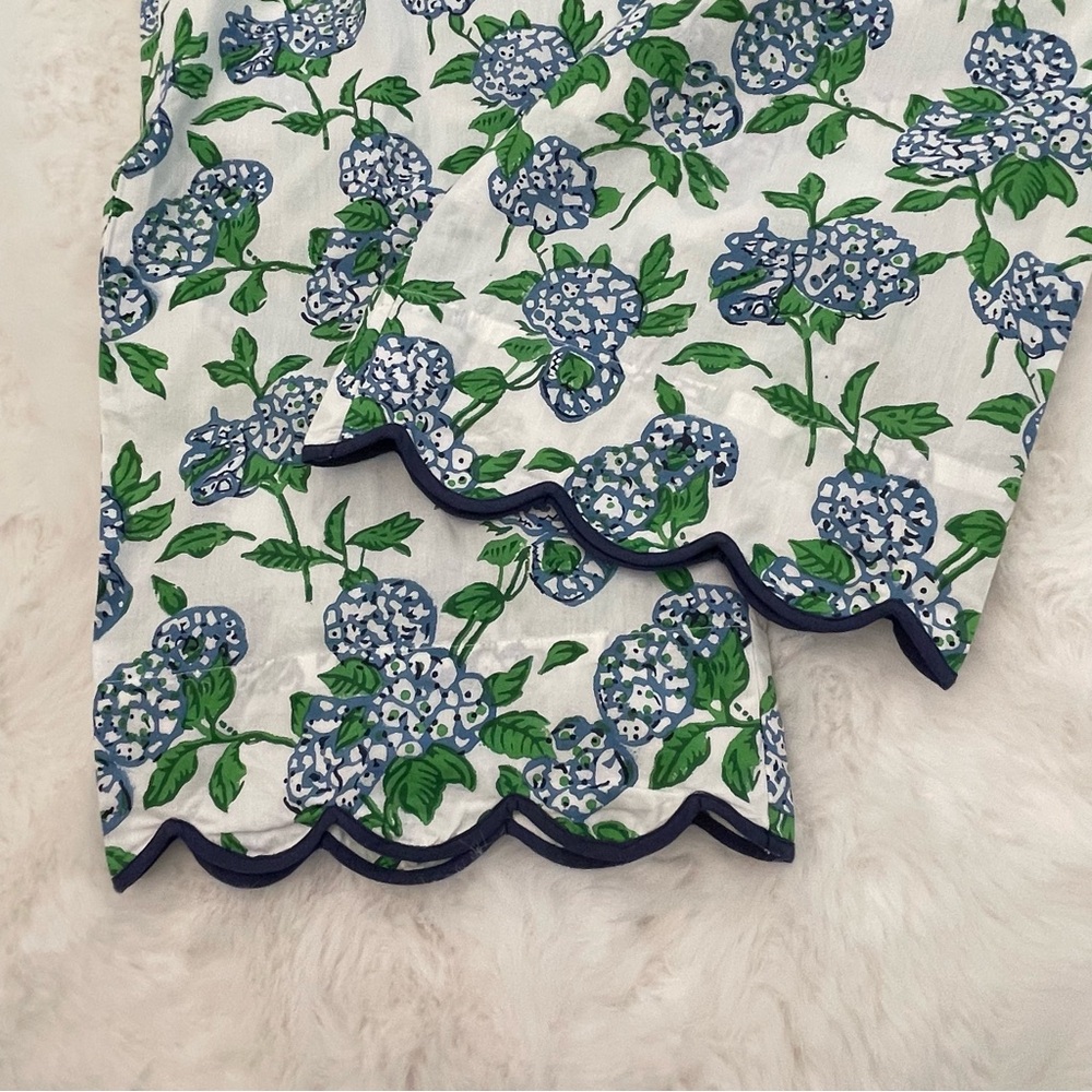 Heidi Carey Blue & White Hydrangea Cotton Poplin Scalloped Pajamas - Picture 11 of 16